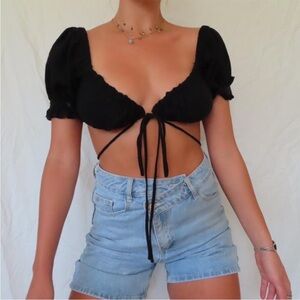 Skylar + Madison Puff Sleeve Bandeau Tie Top